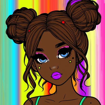 realistic girl with space buns
