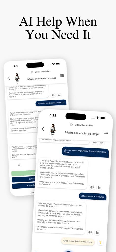 Learn French with AI: ParlezAI - A French language conversation with an AI tutor on the ParlezAI app