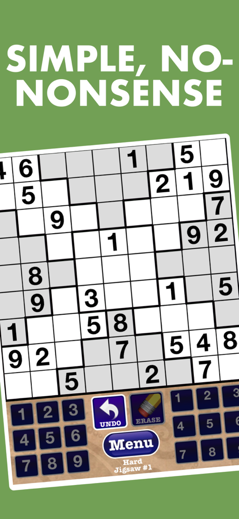 Niveau de puzzle Sudoku Jigsaw difficile avec une interface simple à double pavé numérique
