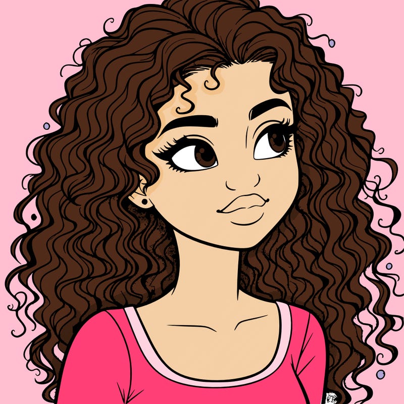 realistic girl with curly hair