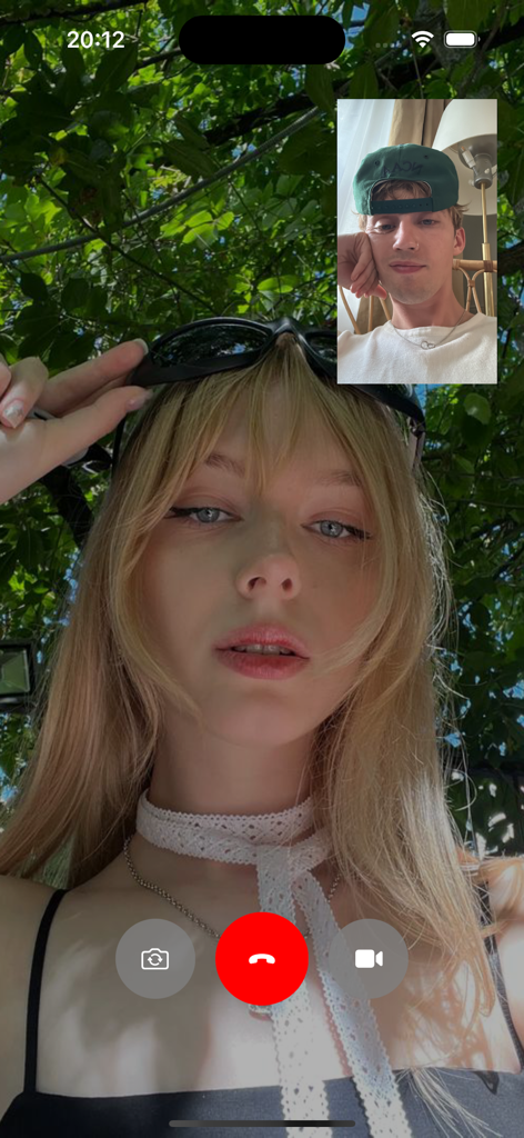 Candy Chat-Sweet Connections - A young woman and man connecting through a live video call on the Candy Chat mobile app.