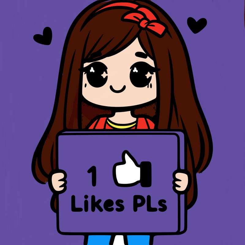 girl holding a sign saying 10 likes pls