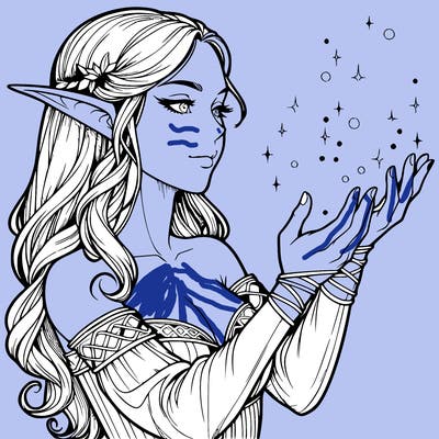realistic elf girl doing magic