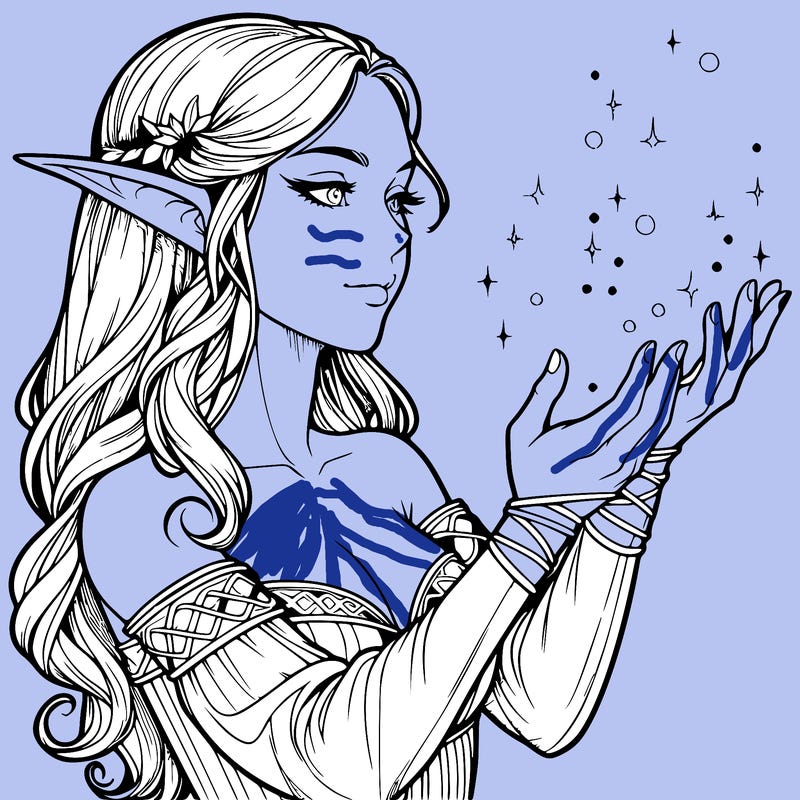 realistic elf girl doing magic