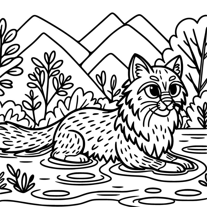 wild cat in a river