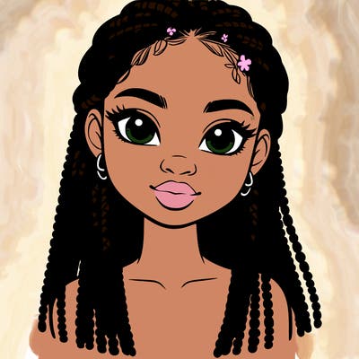 a realistic black girl with braids