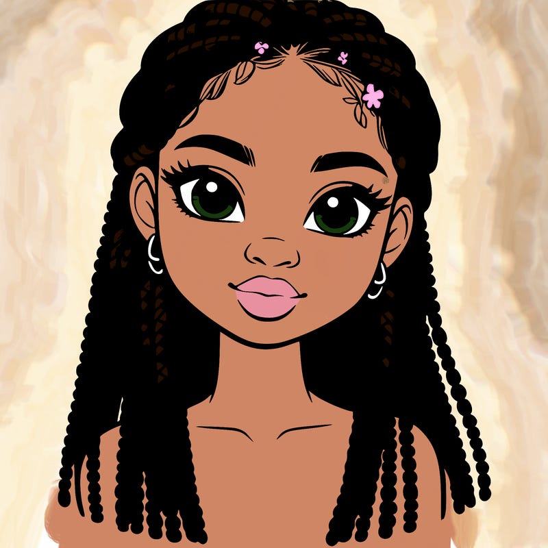 a realistic black girl with braids