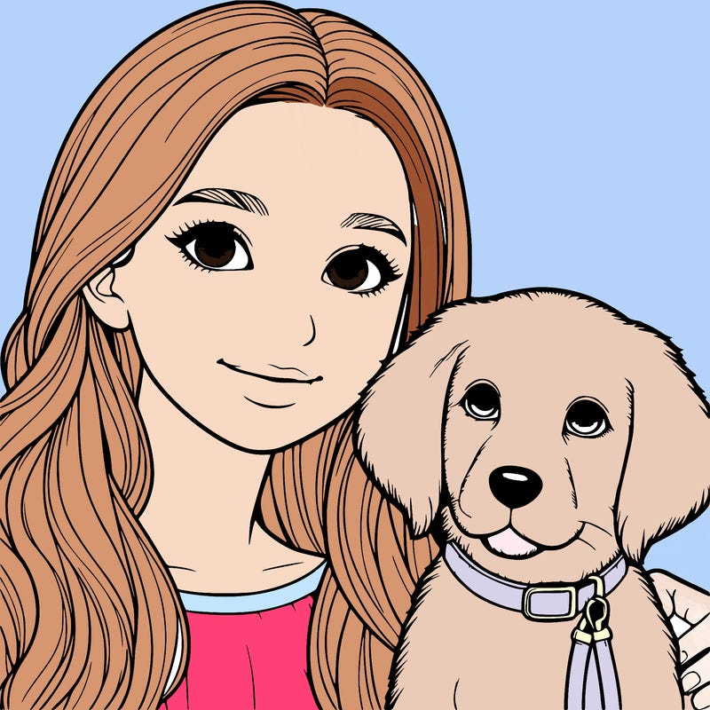 realistic girl with her dog