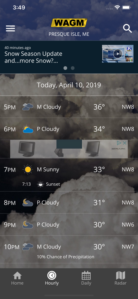 WAGM: Your Local Weather - WAGM weather app hourly forecast for Presque Isle Maine