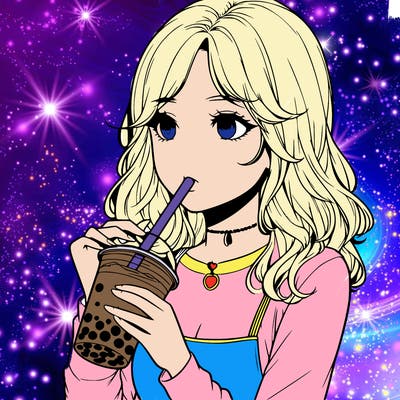 realistic girl drinking boba tea