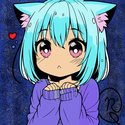 shy anime catgirl