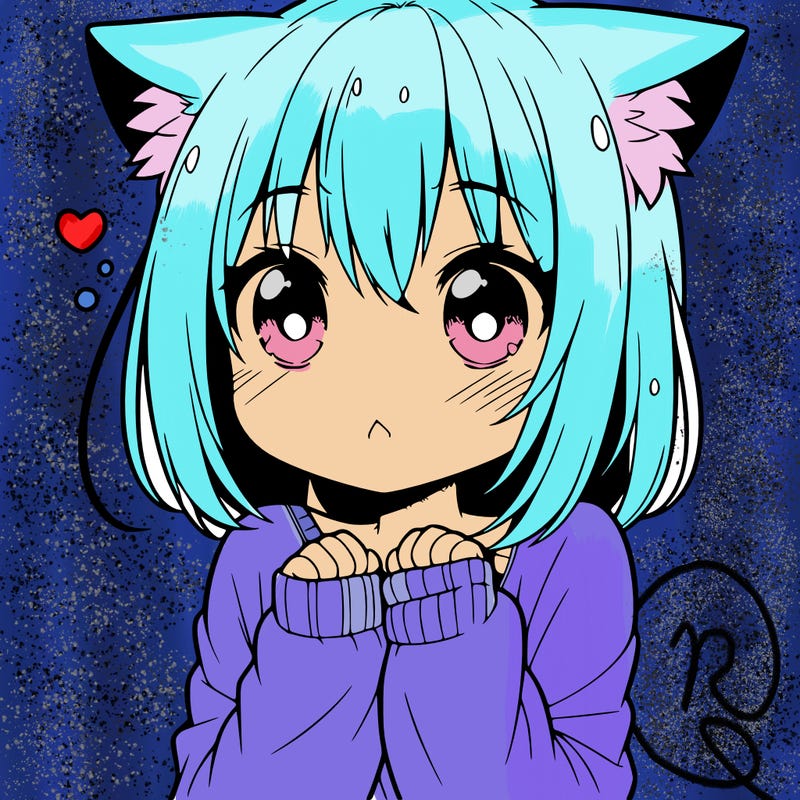 shy anime catgirl