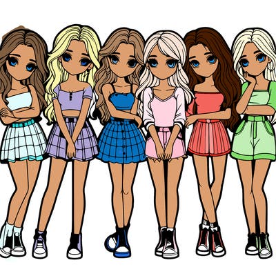 a group of girls realistic