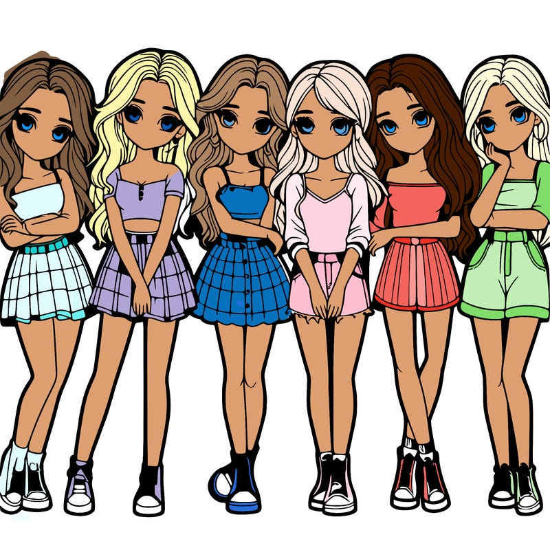 a group of girls realistic