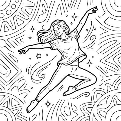 Unleash your child's creativity with this captivating coloring page featuring a graceful dancer in an energetic pose. Designed for kids, it offers a wonderful opportunity to explore colors and movement.