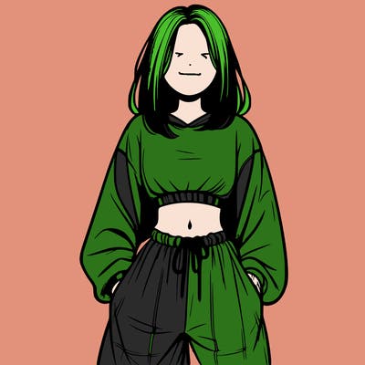 realistic girl faceless with baggy pants and a crop top