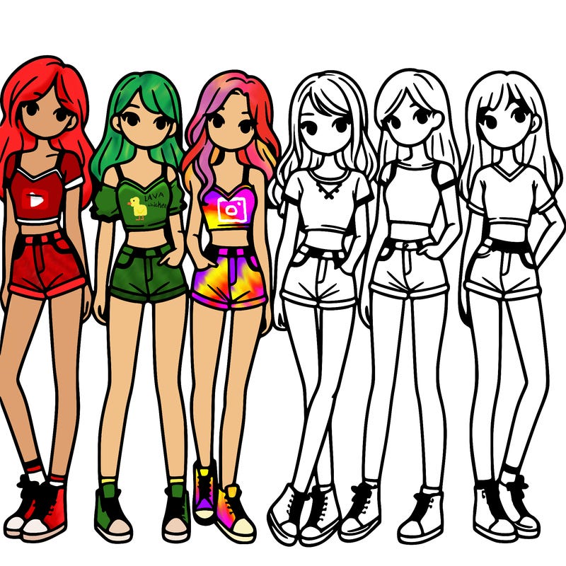a group of girls wearing crop tops and shorts