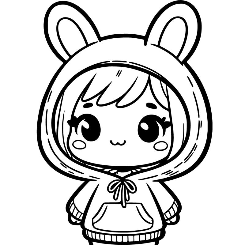 little girl in a bunny hoddie