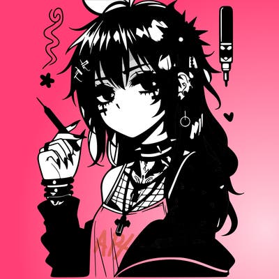 pretty and edgy gothic anime girl