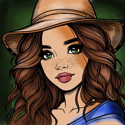 realistic girl with hat