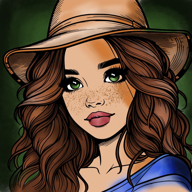 realistic girl with hat