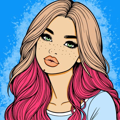 realistic girl with hair on her hair and lips