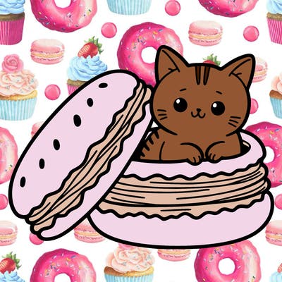 cat in a macaron