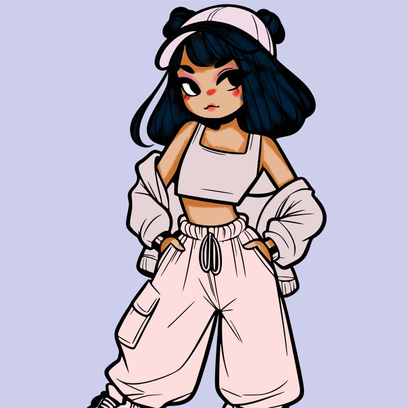 girl in crop top and baggy pants