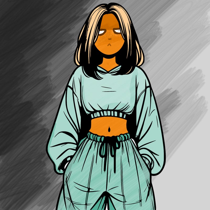 realistic girl faceless with baggy pants and a crop top