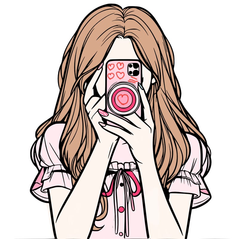 a realistic girl holding her phone taking pictures