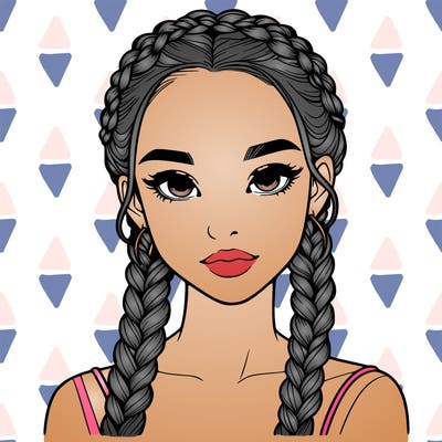 realistic girl with braids