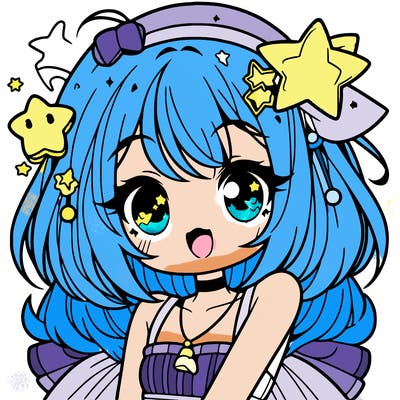 cute anime girl with star accessories