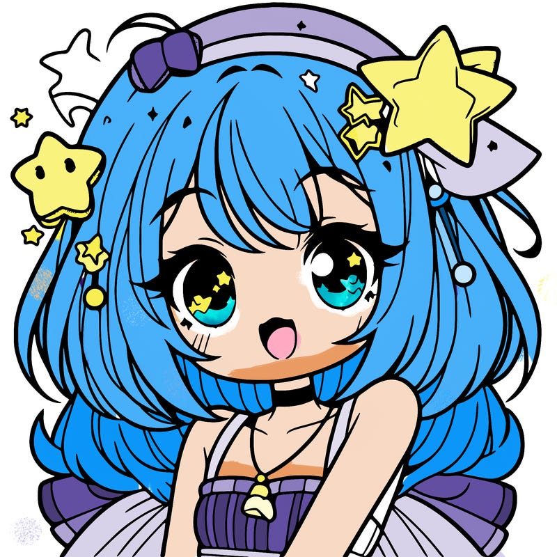 cute anime girl with star accessories