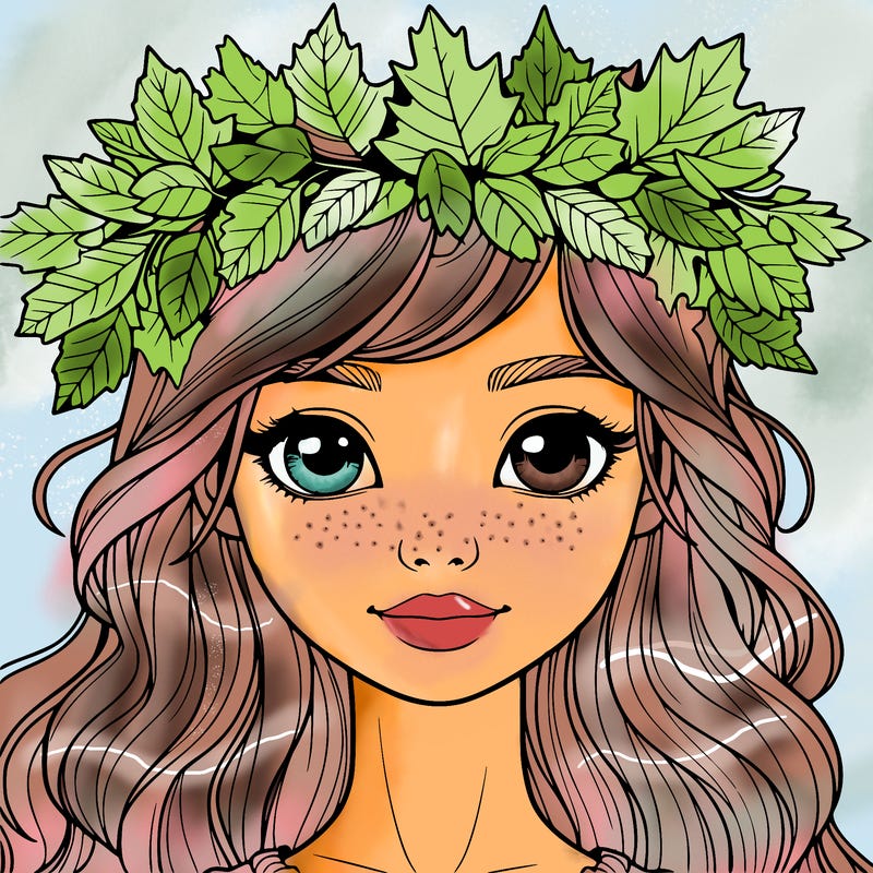 realistic girl with fall leaf crown