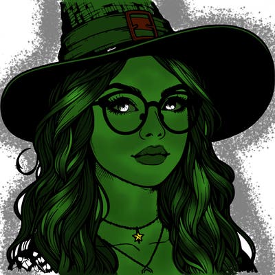 a witch with glasses realistic