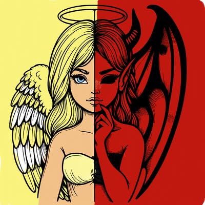 realistic angel half demon