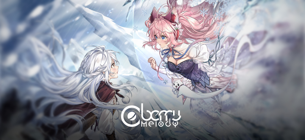 Berry Melody - Dos personajes femeninos estilo anime en un paisaje nevado del juego de ritmo Berry Melody