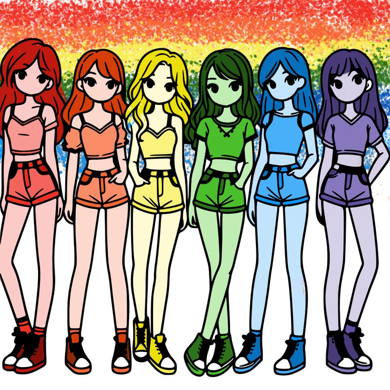 a group of girls wearing crop tops and shorts