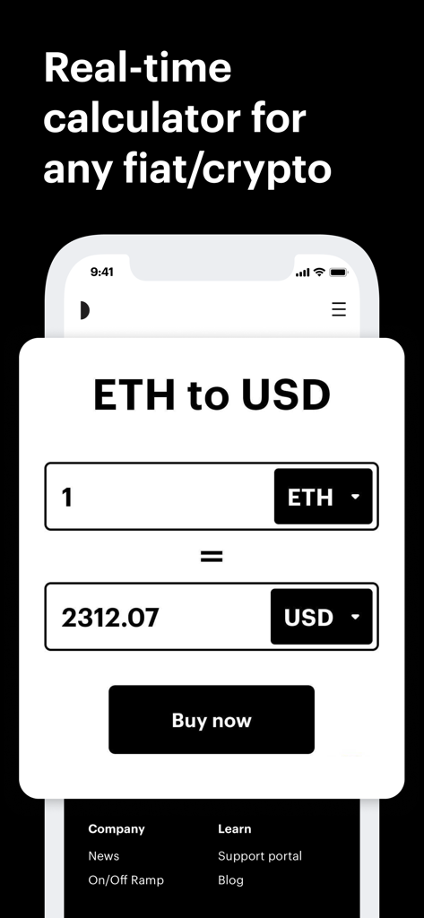 Crypto Wallet, Bitcoin: Paybis - Paybis app real-time calculator interface showing ETH to USD conversion