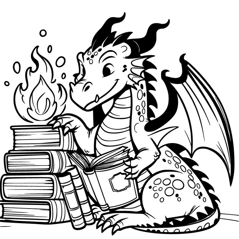dragon with books