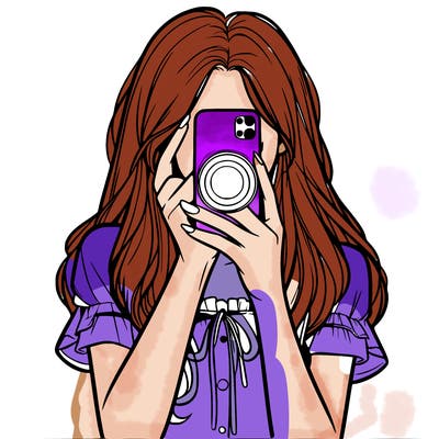 a realistic girl holding her phone taking pictures