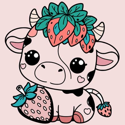 cute strawberry cow