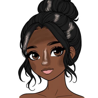 realistic pretty girl with hair in bun