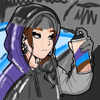 a realistic girl, spray painting