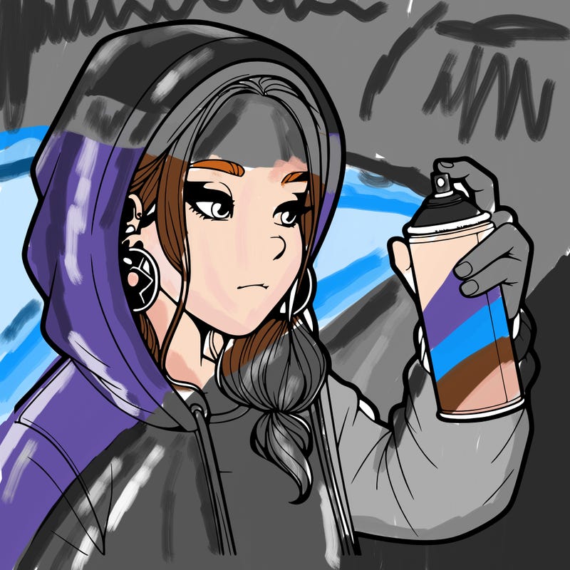 a realistic girl, spray painting