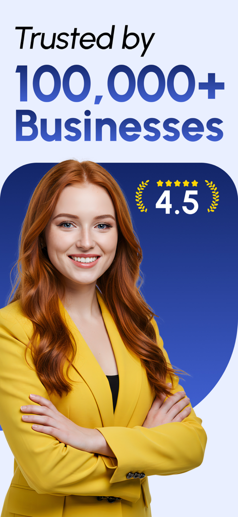 AI Invoice Maker & Receipt - AI請求書メーカーアプリで4.5つ星評価を持つ100,000人以上のユーザーを代表するプロフェッショナルなビジネスオーナー。