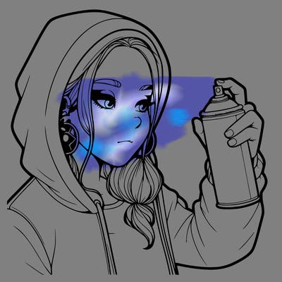 a realistic girl, spray painting