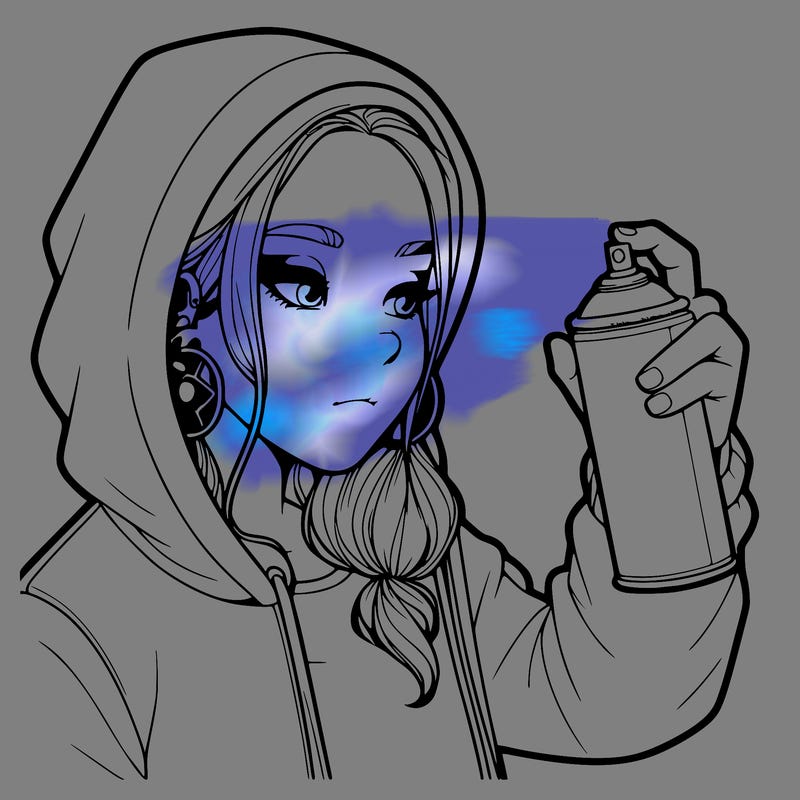 a realistic girl, spray painting
