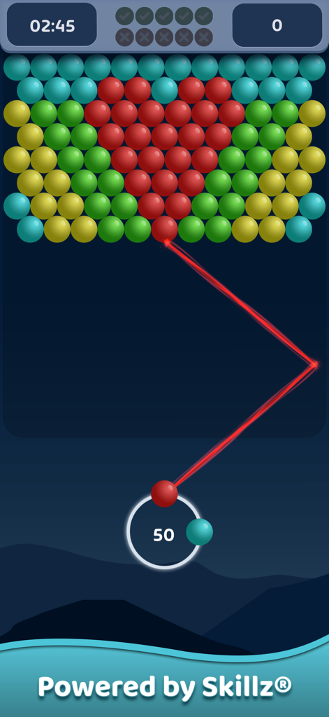 Real Money Bubble Shooter Pro - Real Money Bubble Shooter Pro gameplay showing a heart shaped bubble pattern and aiming line