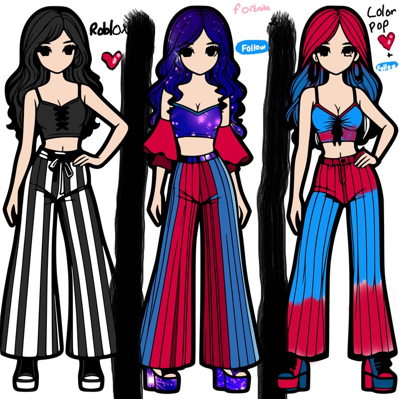 girls with flare pants and crop tops realistic